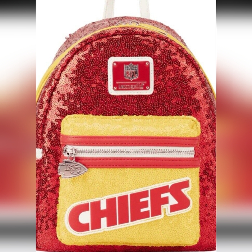 Loungefly NFL Kansas City Chiefs Sequin Mini Backpack - Picture 1 of 7